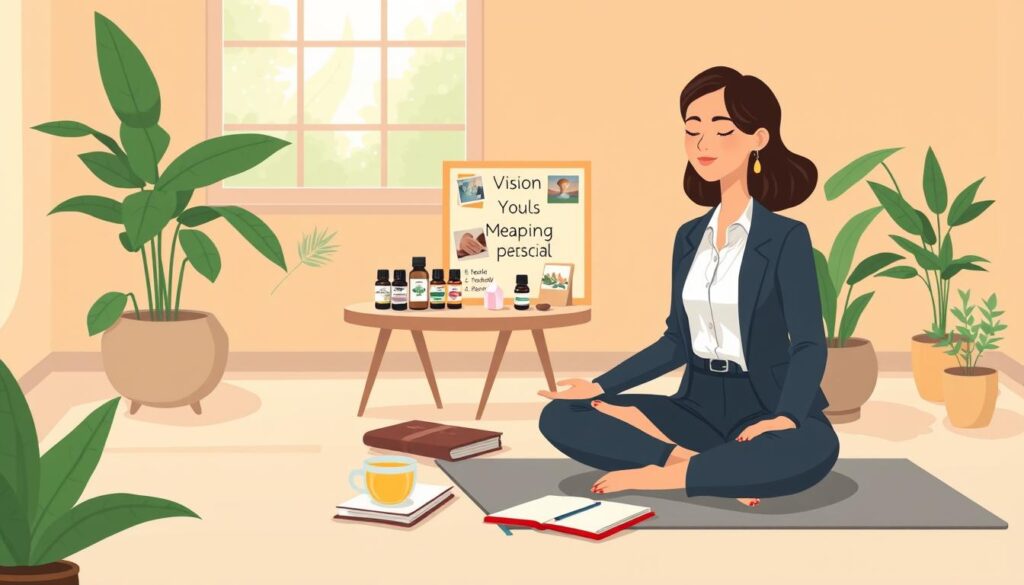 A calm interior arranged for reflective practice